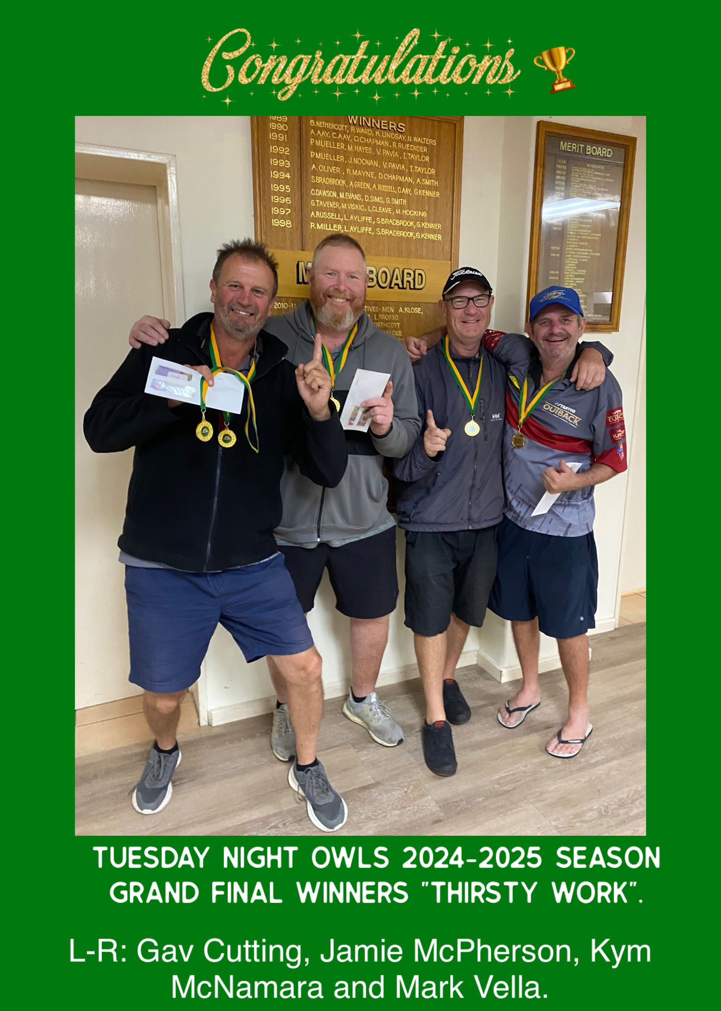 Tuesday Grand Final Winners - 2025